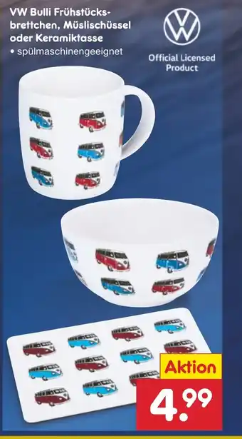 Netto Marken-Discount VW Bulli Frühstücks-brettchen, Müslischüssel oder Keramiktasse Angebot