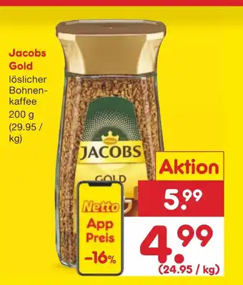 Netto Marken-Discount Jacobs Gold löslicher Bohnen-kaffee 200 g Angebot