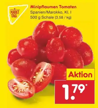 Netto Marken-Discount MARKT TAG Minipflaumen Tomaten Spanien/Marokko, Kl. I 500 g Schale Angebot