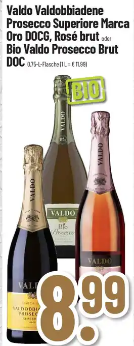 trinkgut Valdo Valdobbiadene Prosecco Superiore Marca Oro DOCG, Rosé brut oder Bio Valdo Prosecco Brut DOC 0,75 L Flasche Angebot