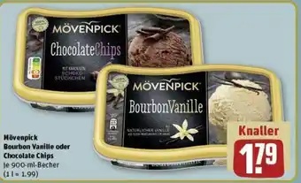 REWE Mövenpick Bourbon Vanille oder Chocolate Chips 900 ml Becher Angebot