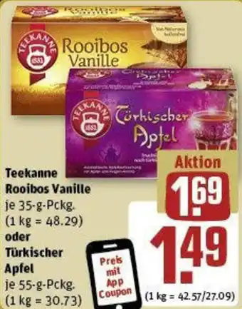 REWE Teekanne Rooibos Vanille 35 g oder Türkischer Apfel 55 g Pckg. Angebot