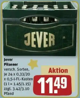 REWE Jever Pilsener 24 x 0,33/20x0,5 l-Fl. Kasten Angebot