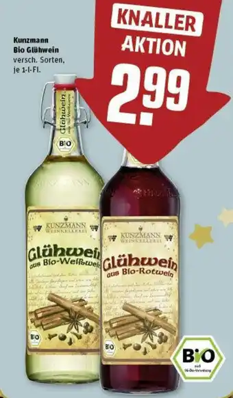 REWE Kunzmann Bio Glühwein 1 L-Fl. Angebot