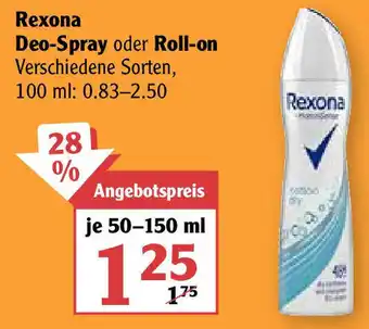 Globus Rexona Deo Spray oder Roll on 50-150ml Angebot