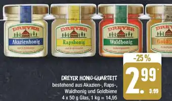 Edeka DREYER HONIG-QUARTETT 4x50 g Glas Angebot