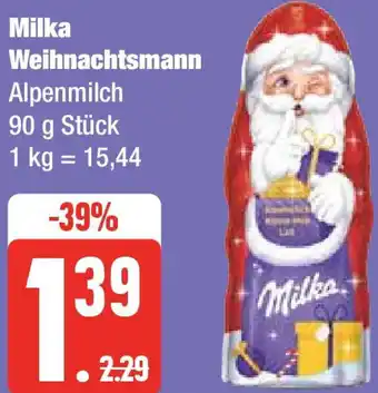 Edeka Milka Weihnachtsmann 90 g Stück Angebot