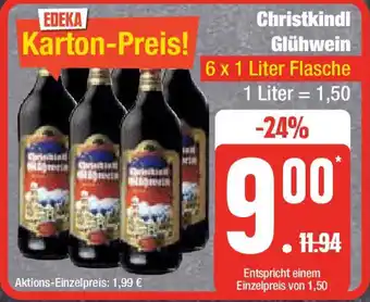 Edeka Christkindl Glühwein 6 x 1 Liter Flasche Angebot