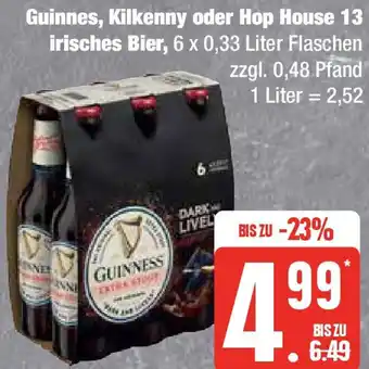 Edeka Guinnes, Kilkenny oder Hop House 13 irisches Bier, 6 x 0,33 Liter Flaschen Angebot