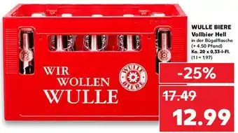 Kaufland WULLE BIERE Vollbier Hell Ka. 20x0,33 L-Fl. Angebot