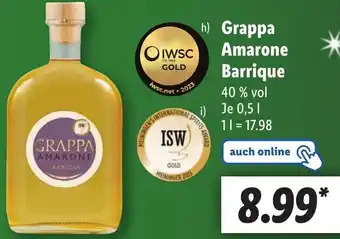 Lidl Grappa Amarone Barrique 0,5 L Angebot