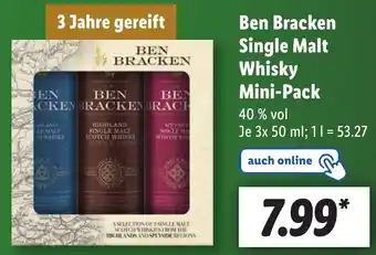 Lidl Ben Bracken Single Malt Whisky Mini-Pack 3x50 ml Angebot