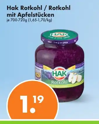 Trink und Spare Hak Rotkohl / Rotkohl mit Apfelstücken 700-720g Angebot