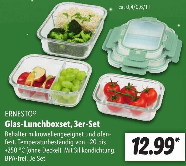 ERNESTO GlasLunchboxset, 3erSet Angebot bei Lidl