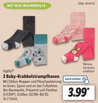 Lidl lupilu 2 Baby-Krabbelstrumpfhosen Angebot