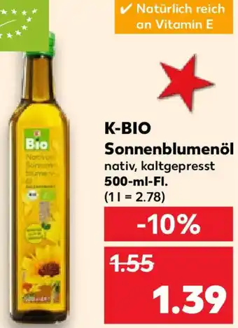 Kaufland K-BIO Sonnenblumenöl 500 ml Fl. Angebot