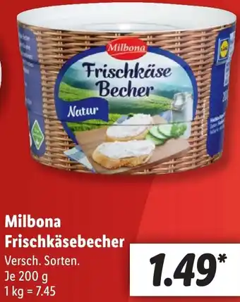 Lidl Milbona Frischkäsebecher 200 g Angebot