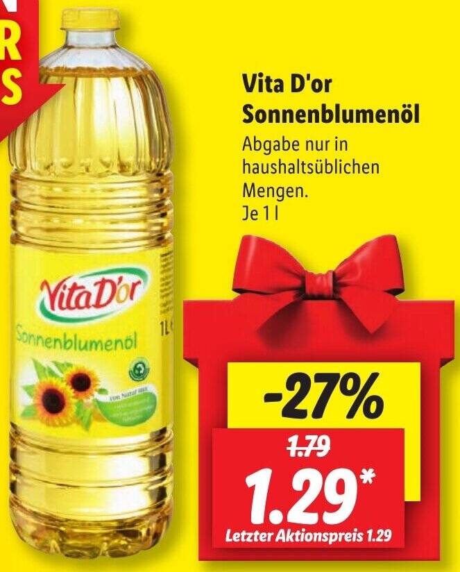Vita D'or Sonnenblumenöl 1 L Angebot bei Lidl