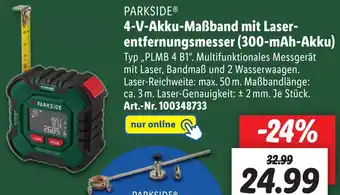 Lidl PARKSIDE 4-V-Akku-Maßband mit Laserentfernungsmesser (300-mAh-Akku) Angebot