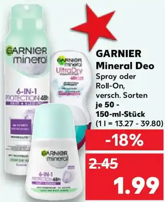 Kaufland GARNIER Mineral Deo 50-150 ml Angebot