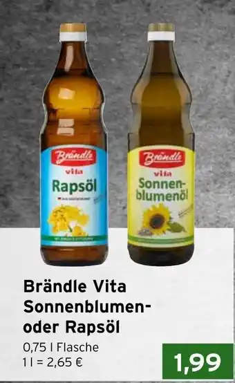 CAP Markt Brändle Vita Sonnenblumenöl oder Rapsöl 0,75L Angebot