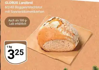 Globus GLOBUS Landbrot 60/40 Roggenmischbrot mit Sonnenblumenkernen 1 kg Angebot