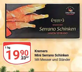 Globus Kremers Mini Serrano Schinken Mit Messer und Ständer 1 kg Angebot