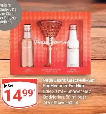 Globus Pepe Jeans Geschenk-Set For Her oder For Him EdP, 30 ml + Shower Gel/ Bodylotion, 50 ml oder After Shave, 50 ml Angebot