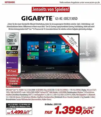 ACom PC Gigabyte G5-kc-5DE2130SD Angebot