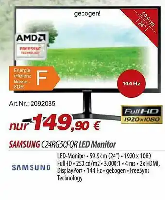 ACom PC Samsung C24RG50FQR Led Monitor Angebot