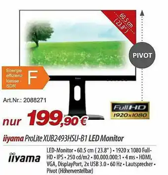 ACom PC Iiyama Prolite XUB2493HSU B1 Led Monitor Angebot