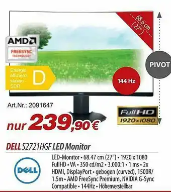 ACom PC Dell S2721HGF Led Monitor Angebot