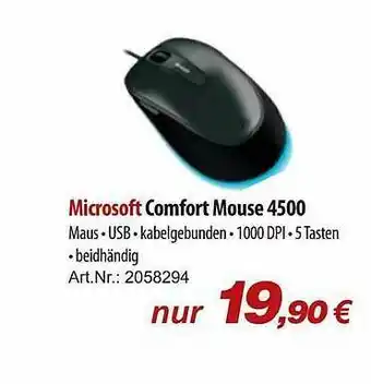 ACom PC Microsoft Comfort Mouse 4500 Angebot