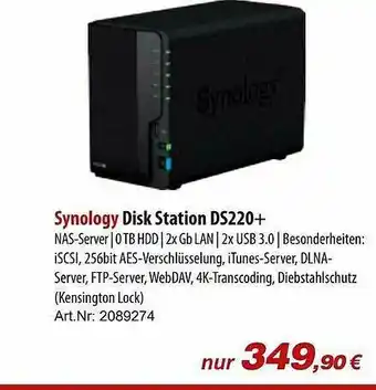 ACom PC Synology Disk Station Ds220+ Angebot