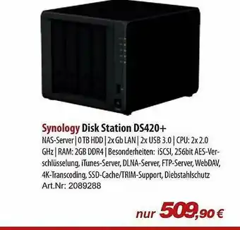 ACom PC Synology Disk Station Ds420+ Angebot