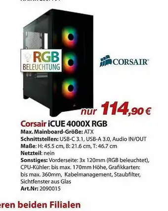 ACom PC Corsair Icue 4000x Rgb Angebot