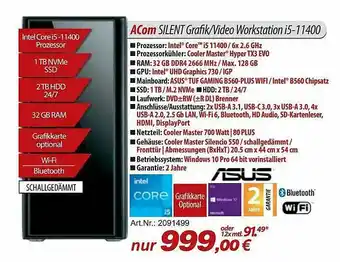 ACom PC Acom Silent Grafik-video Workstation I5-11400 Angebot