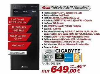 ACom PC Acom Highspeed Silent Allrounder I3 Angebot