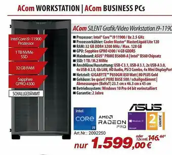 ACom PC Acom Silent Grafik-video Workstation I9-1190 Angebot