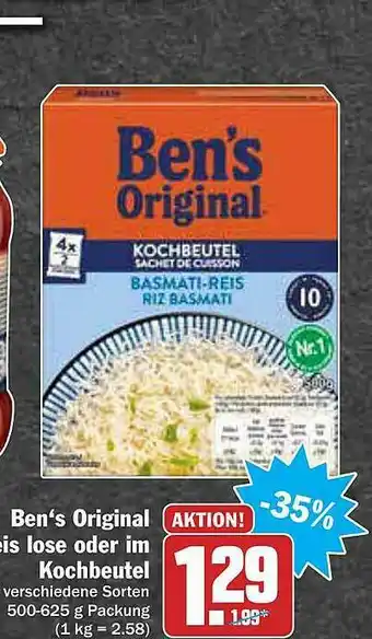 AEZ Ben's Original Reis Lose Oder Im Kochbeutel Verschiedene Sorten Angebot