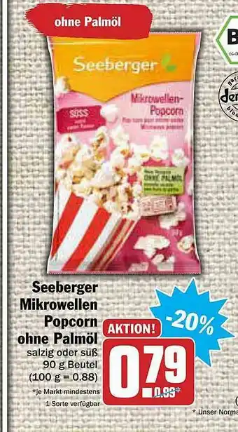 AEZ Seeberger Mikrowellen Popcorn Ohne Palmöl Angebot