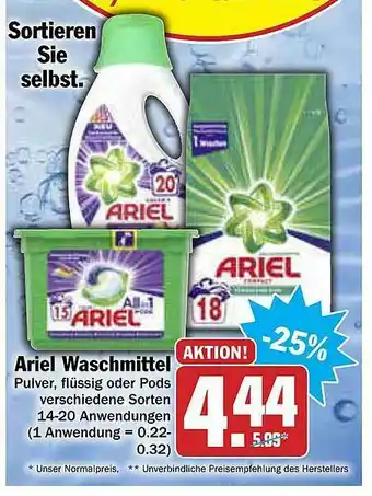 AEZ Ariel Waschmittel Pulver Flüssig Oder Pods Verschiedene Sorten Angebot