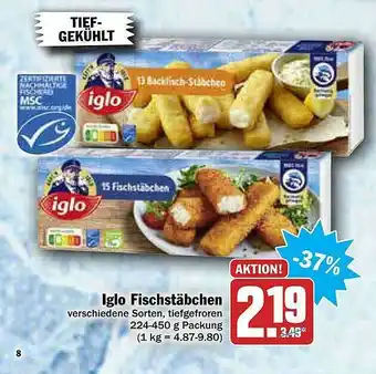 AEZ Iglo Fischstäbchen Verschiedene Sorten Angebot