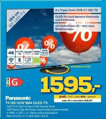 Euronics XXL Panasonic Tx-65 Hzw 984 Oled-tv Angebot