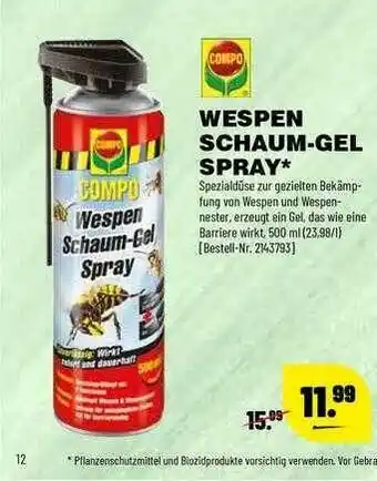 Leitermann Baumarkt Wespen Schaum-gel Spray Angebot