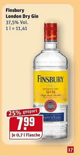 REWE Finsburry London Dry Gin Angebot