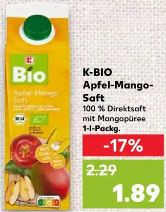 Kaufland K-BIO Apfel-Mango Saft 1 L Packg. Angebot