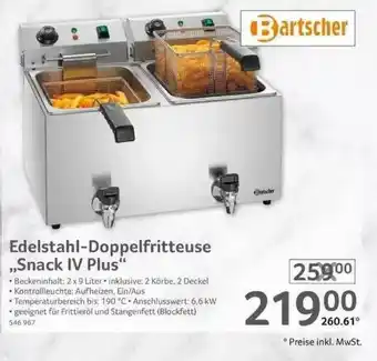 Selgros Edelstahl-doppelfritteuse „snack IV Plus” Angebot