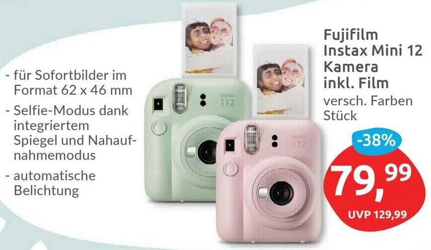 Fujifilm Instax Mini 12 Kamera inkl. Film versch. Farben Stück Angebot