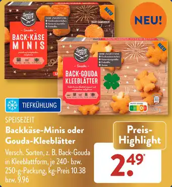 Aldi Süd SPEISEZEIT Backkäse-Minis oder Gouda-Kleeblätter 240-250 g Packung Angebot